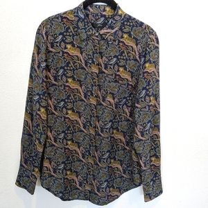 J. Crew Silk Button-Up Shirt in Botanical Cheetah Print